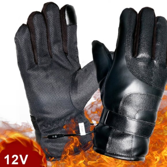12V Motorcycle Riding Heated Waterproof Gloves With +/- Battery Clips - Picture 3 of 5